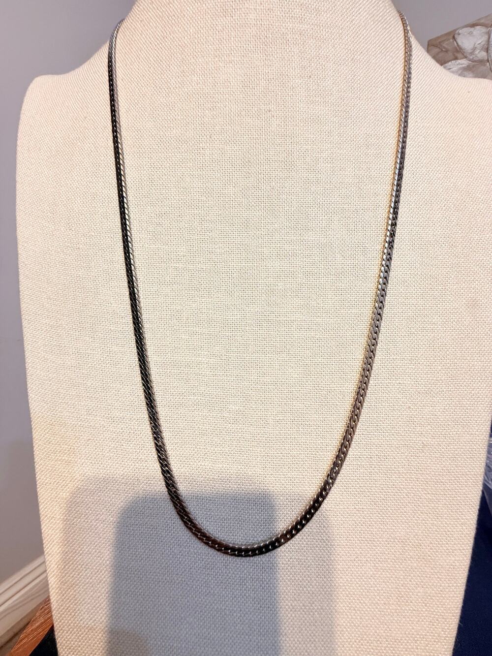Vintage Silver Tone Snake Chain Necklace 30”